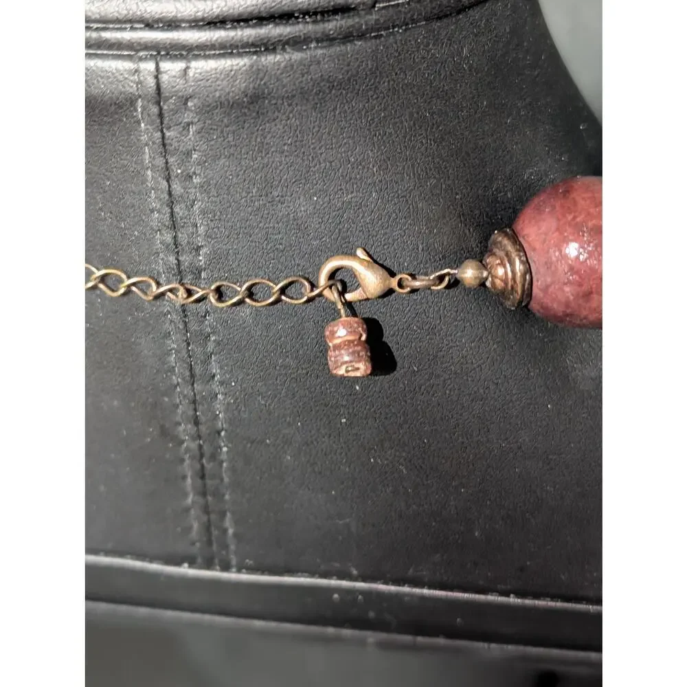 Vintage Chunky Necklace With Graduated Brown Wooden Beads